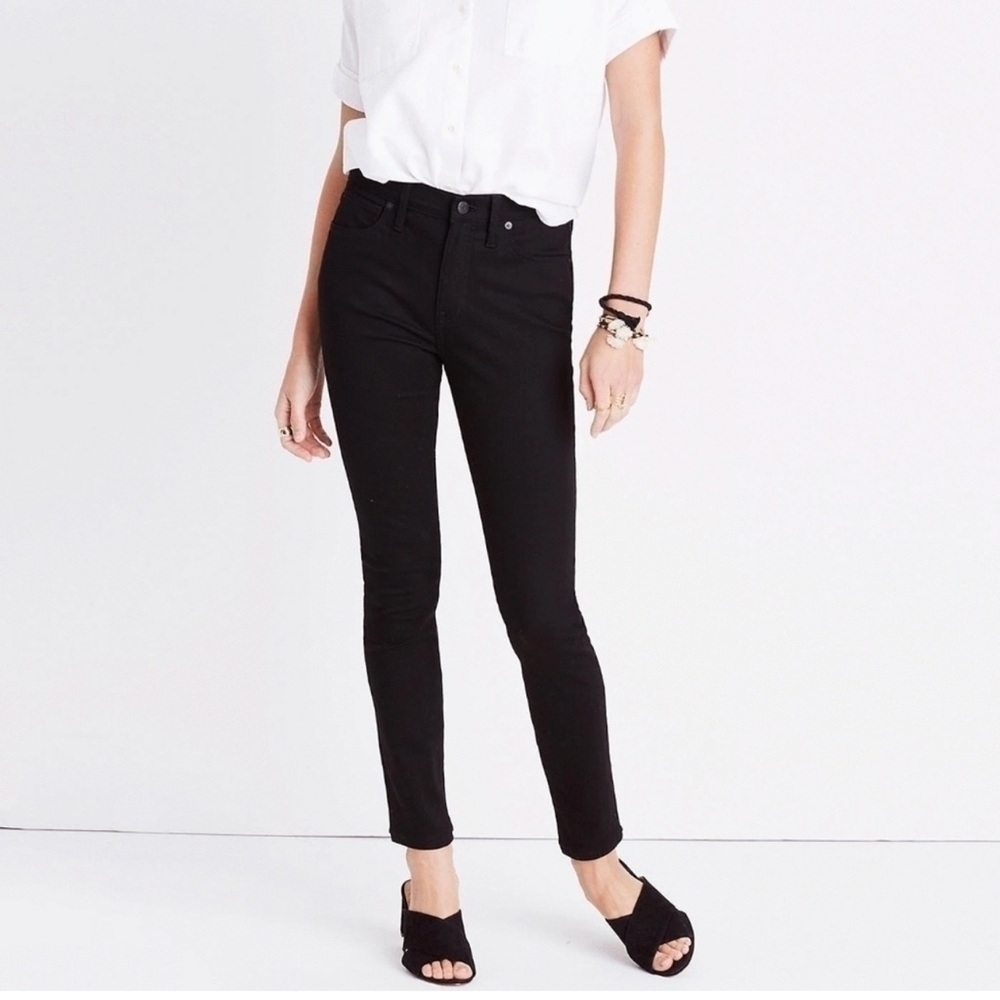 Madewell 9” High Rise Skinny Jeans Black Frost Size 30 Stretch Denim